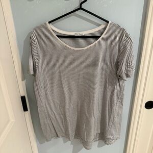 Zara Black and White Striped Short Sleeve Tee